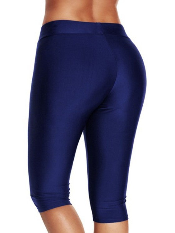 Women's Plus Size UPF 50+ 3/4 Length Swim Leggings | Sun Protection Over-the-Knee Swim Shorts