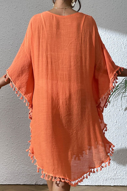 Crochet Tassel Plus Size Beach Cover-Up Kaftan