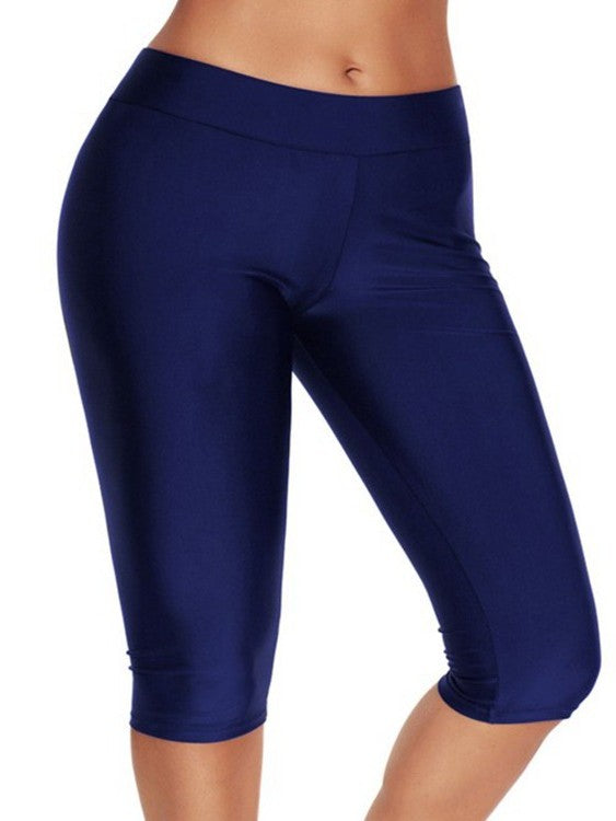 Women's Plus Size UPF 50+ 3/4 Length Swim Leggings | Sun Protection Over-the-Knee Swim Shorts