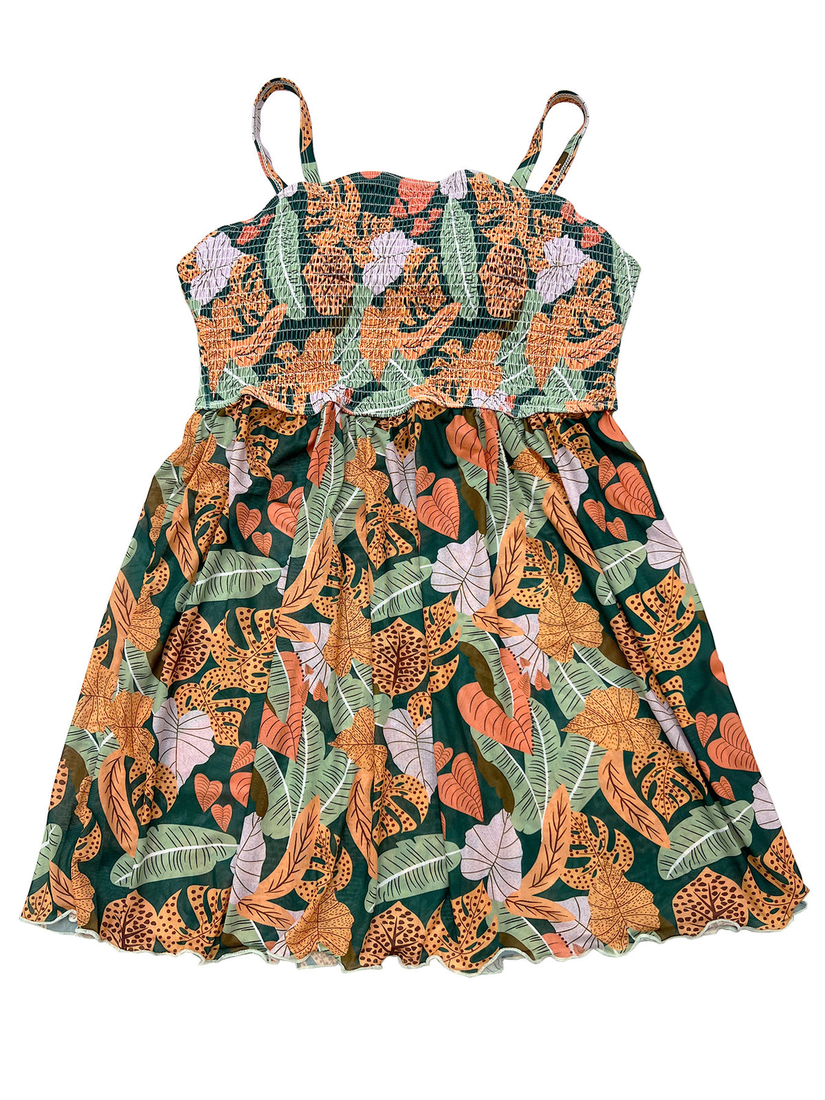 Plus-Size Mesh Skirt Swimsuit with Slimming Tummy Coverage Flower