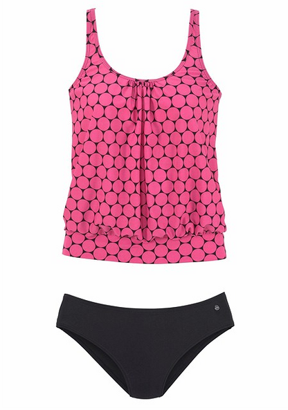 Plus-Size Blouson Tankini Set with Modest Coverage